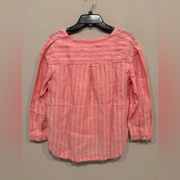 L.L. Bean Women's Premium Washable Linen Shirt, Splitneck Stripe - Picture 3 of 6